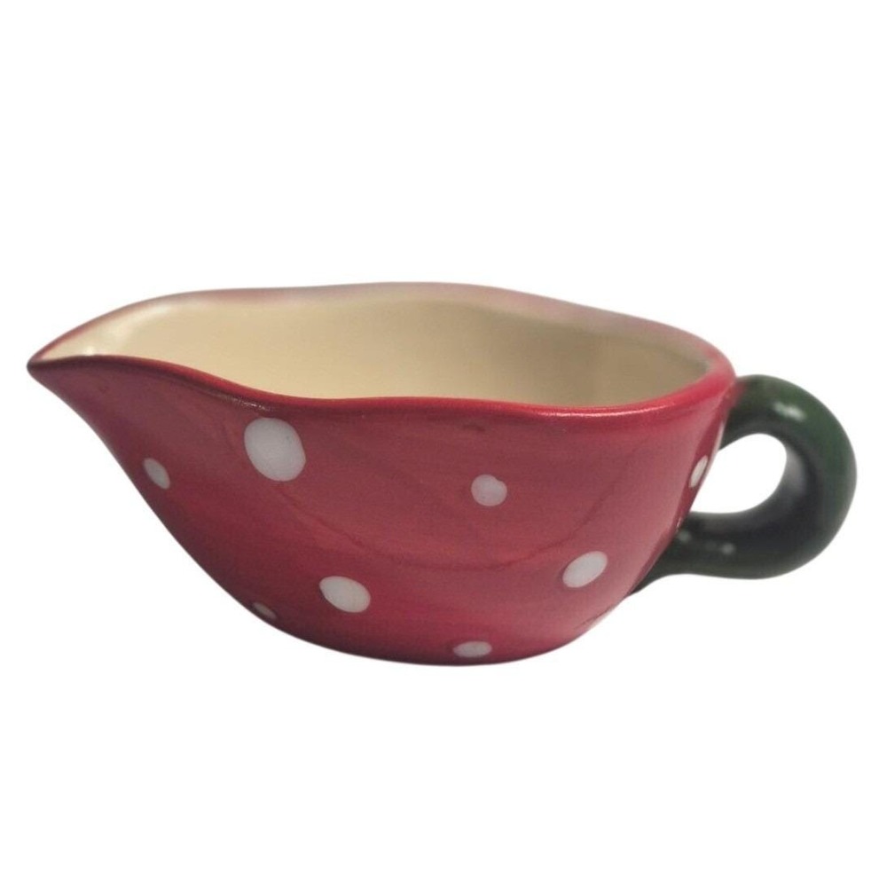 Magic Cabin Red Strawberry Polka Dot Ceramic Dish‎